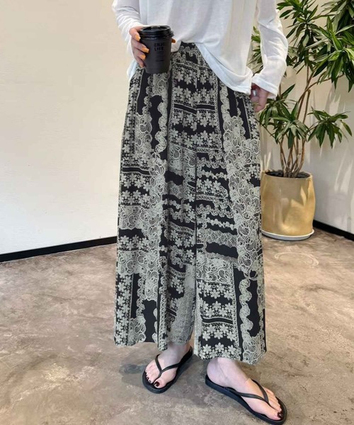 LOWO ワイドパンツ パンツ レオパード柄から花柄まで！柄アソート