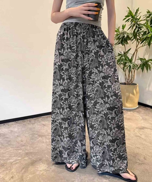 LOWO ワイドパンツ パンツ レオパード柄から花柄まで！柄アソート
