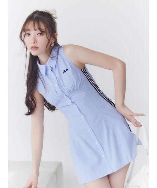 RESEXXY（リゼクシー） シャツワンピース 「FILA」サイドラインシャツ