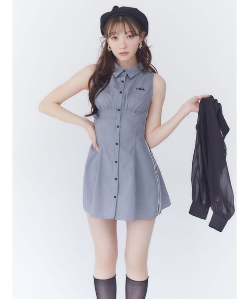 RESEXXY（リゼクシー） シャツワンピース 「FILA」サイドラインシャツ