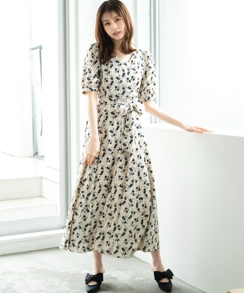「MISCH MASCH」 半袖ワンピース S ホワイト×ブラック レディース_画像3