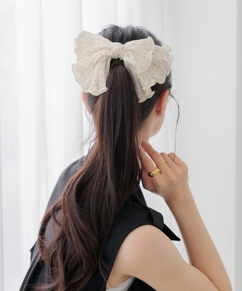 Heather（ヘザー） ヘアクリップ ドットリボンバレッタ 856473