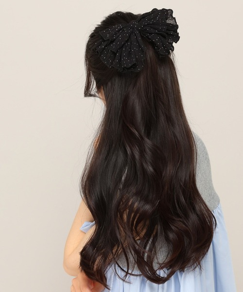 マチャット エコレザーリボンベスト（ブラッ ク） Heather（ヘザー） ヘアクリップ ドットリボンバレッタ 856473