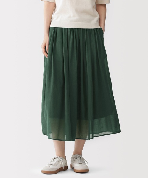 宝物のギャザースカート 無印良品（MUJI） スカート 婦人 強撚 ギャザースカート : ZOZOTOWN