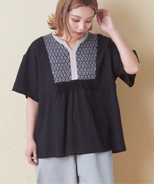 「CUBE SUGAR」 半袖ブラウス M グレー レディース_画像3
