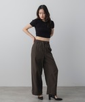 ワイドパンツ パンツ レースアップ ドロースト...の詳細画像4