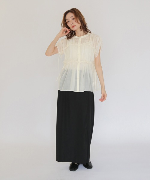 CLEIO（クレイオ） ブラウス シャツ 夏 「CLEIO」ギャザーシアー 