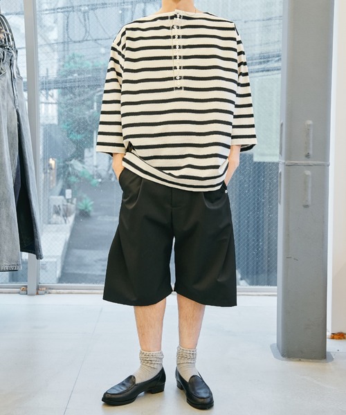 CONZ スラックス curve leg wide shorts/ショートパンツ/夏服/カーブ