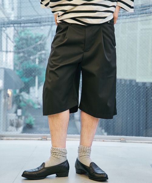 CONZ スラックス curve leg wide shorts/ショートパンツ/夏服/カーブ