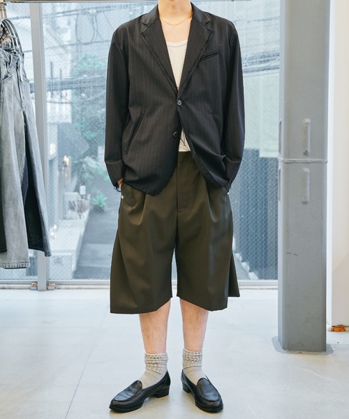 CONZ スラックス curve leg wide shorts/ショートパンツ/夏服/カーブ