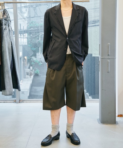 CONZ スラックス curve leg wide shorts/ショートパンツ/夏服/カーブ