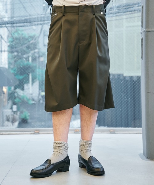 CONZ スラックス curve leg wide shorts/ショートパンツ/夏服/カーブ
