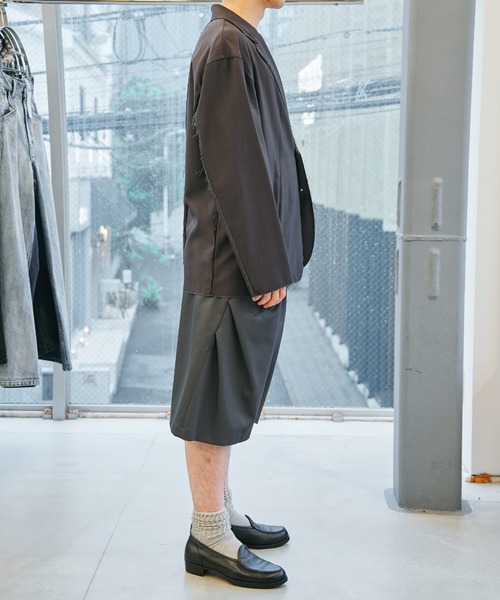 CONZ スラックス curve leg wide shorts/ショートパンツ/夏服/カーブ