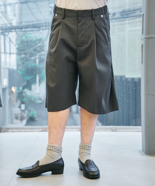 CONZ スラックス curve leg wide shorts/ショートパンツ/夏服/カーブ