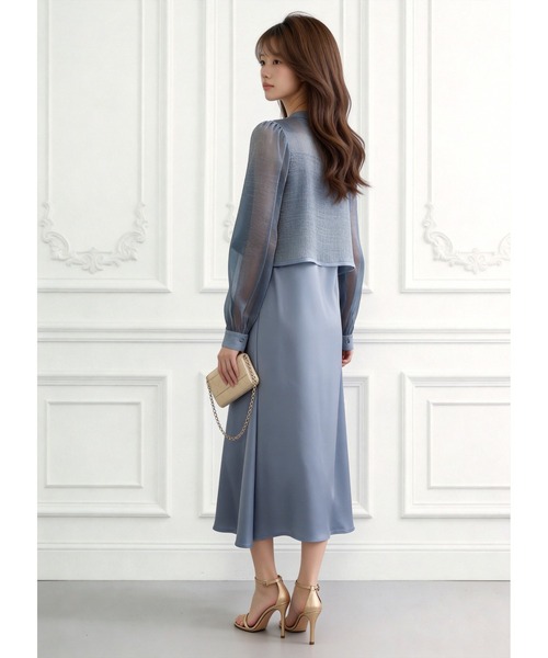 Sew loop セットアップ 夏 シアー長袖ボレロワンピースセットアップ
