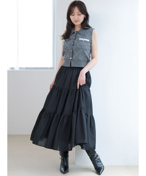 SNIDEL（スナイデル） ワンピース ニットベスト×ティアードスカート