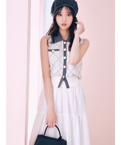 SNIDEL（スナイデル） ワンピース ニットベスト×ティアードスカート