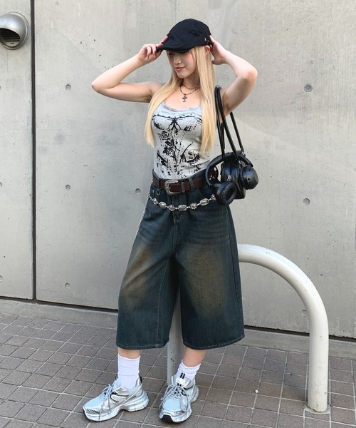 「lilful」 デニムハーフパンツ S ブラック レディース_画像8