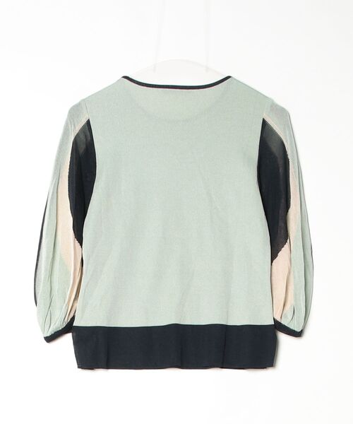 「pierre cardin」 7分袖ニット M グリーン レディース_画像2