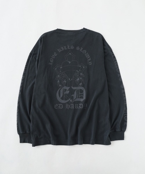 tシャツ ED HARDY ピグメント加工 クロスモチーフ柄長袖Tシャツ メンズ レディース | Ed Hardy | 20