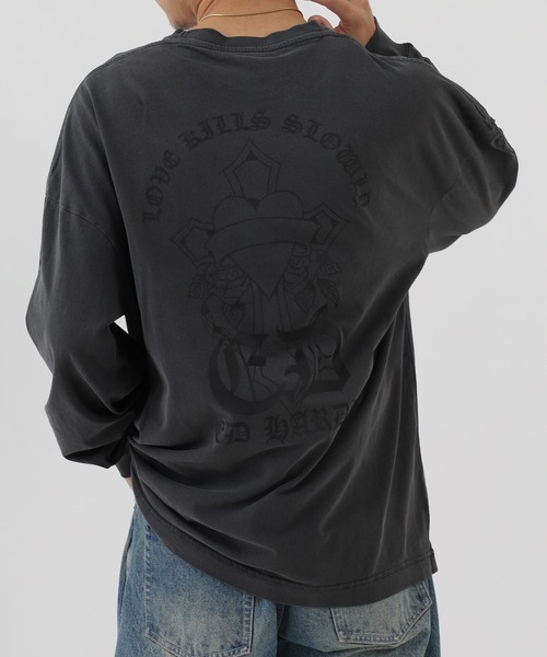 tシャツ ED HARDY ピグメント加工 クロスモチーフ柄長袖Tシャツ メンズ レディース | Ed Hardy | 09