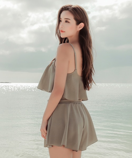 Lace Ladies 水着 カバーアップショートパンツ付キャミソール