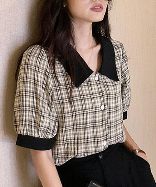 未使用バーバリーパフスリーブチェックシャツ　ブラウスS BURBERRY - 美品本物バーバリーBurberry上質コットンチェック柄