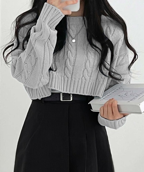 Girly Doll(ガーリードール) ニット セーター クロップド丈ケーブル Girly Doll(ガーリードール) ニット セーター クロップド丈ケーブル