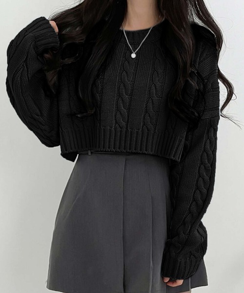 Girly Doll（ガーリードール） ニット セーター クロップド丈ケーブル