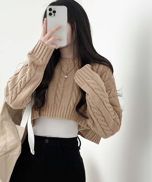 Girly Doll（ガーリードール） ニット セーター クロップド丈ケーブル