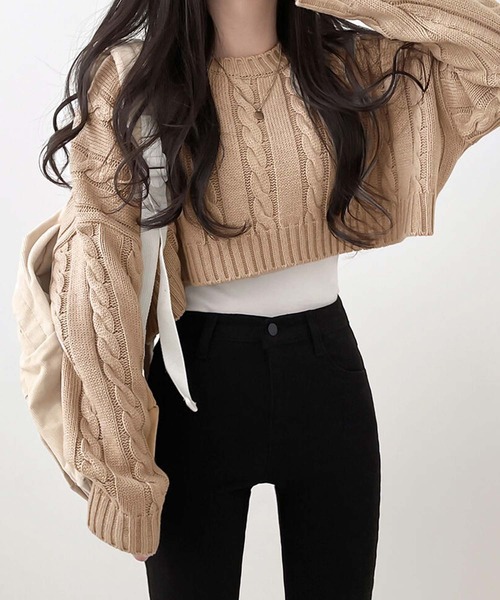 Girly Doll（ガーリードール） ニット セーター クロップド丈ケーブル