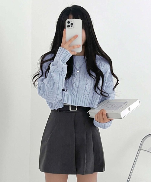 Girly Doll（ガーリードール） ニット セーター クロップド丈ケーブル