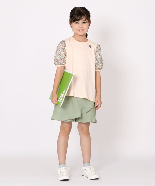 trois lapins kp チュニック 袖小花プリント半袖チュニック(110