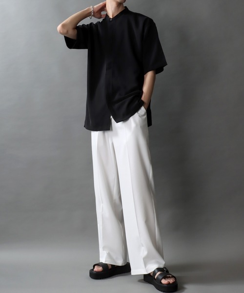 SITRY シャツ Polyester twill Drape Band Collar shirt/別注
