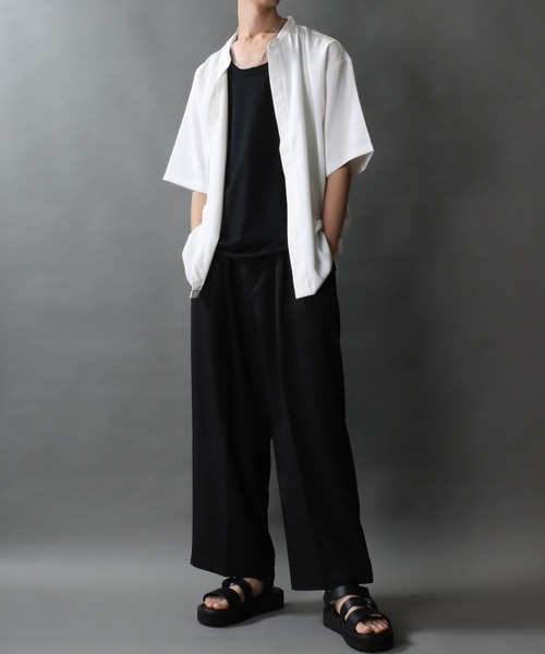 SITRY シャツ Polyester twill Drape Band Collar shirt/別注