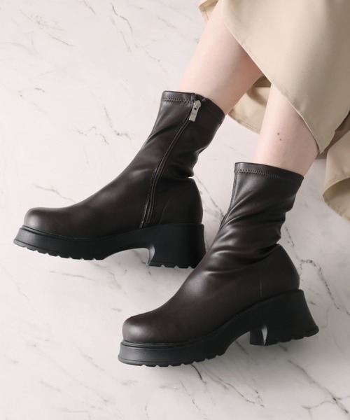 VIVIAN（ヴィヴィアン） ブーツ ボリュームトゥ厚底ストレッチミドル