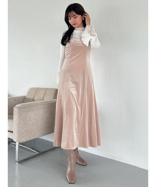 dazzlin ワンピース バックレースアップ別珍キャミワンピース