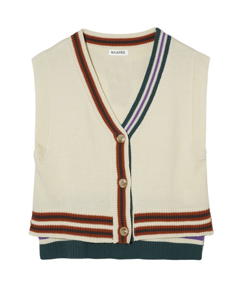 ベスト ミルクフェド MILKFED KNIT VEST レディース ブランド 春 黒 白 黄色 レディースベスト ジレ オシャレ シンプル 可愛い MILKFED. ベスト ミルクフェド MILKFED KNIT VEST レディース