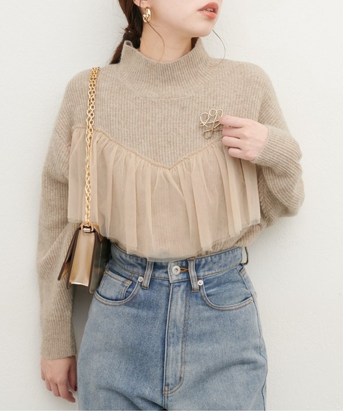 natural couture ニット フリルチュールデザインニット