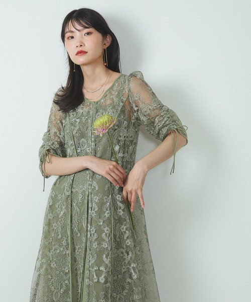 Kana パーティードレス ドレス 刺繍 レース Aライン ワンピース