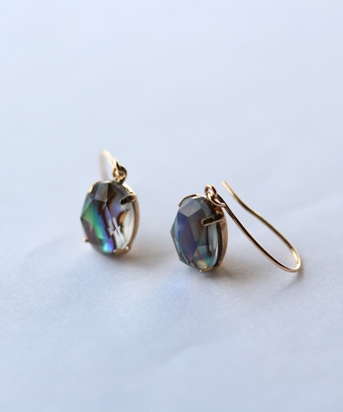 cui-cui（キュイキュイ） ピアス クリスタル / 黒蝶貝 ピアス | K10YG 