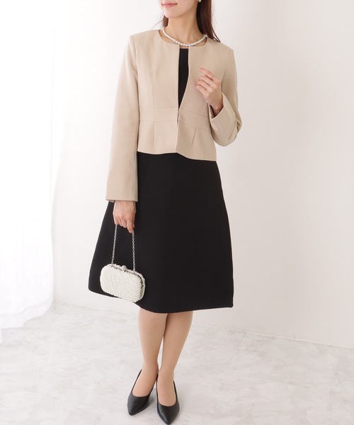 Lace Ladies セットアップ ノーカラー ジャケット付き Aライン
