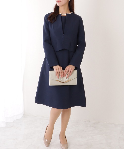 Lace Ladies セットアップ ノーカラー ジャケット付き Aライン