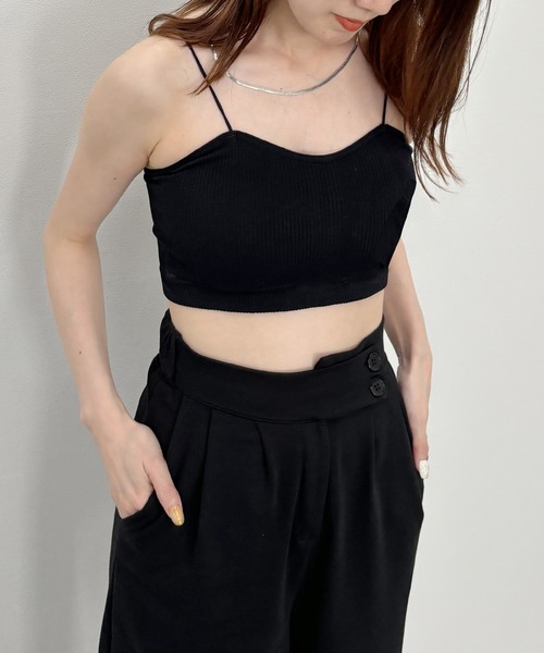 美品✨エブリデイアイライク シャークキャミソール トップス ブラック SLY | LACE DOCKING キャミソール (キャミソール ) |SHEL'TTER