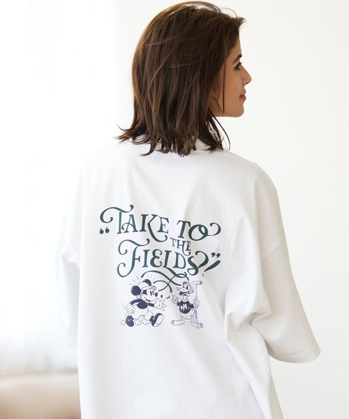T1 Disneyコラボ Tシャツ 90's Disney キャラクター刺繍 L/S ポケットTシャツ