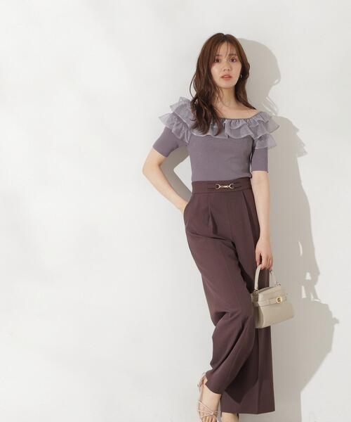 Popelin サスペンダー付きショートパンツ ブラウン PROPORTION BODY DRESSING パンツ サスペンダー付きビットワイド