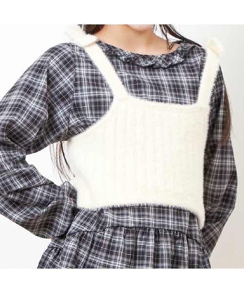 trois lapins kp チュニック ニットビスチェ＆チェックチュニック