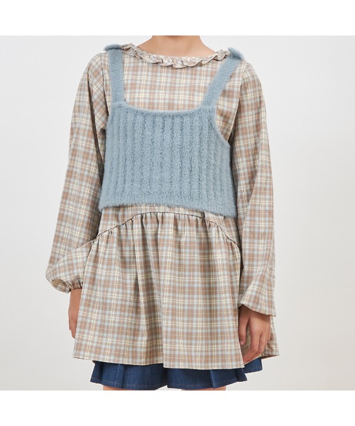 trois lapins kp チュニック ニットビスチェ＆チェックチュニック
