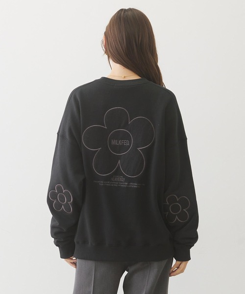 MILKFED. トレーナー スウェット FLOWER PATCHED ELBOW SWEAT