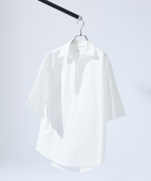 ABAHOUSE シャツ サッカーストライプ スキッパーシャツ